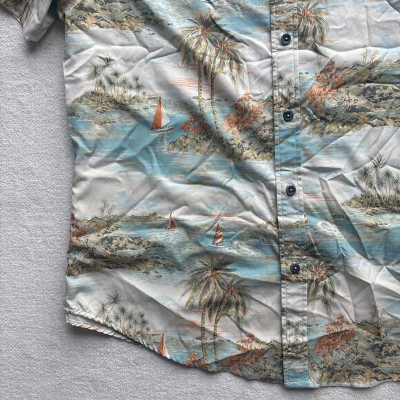 Thomas Sterling London Men Large Hawaiian Shirt Aloha Sailboat Palm Tree AOP - Picture 6 of 16